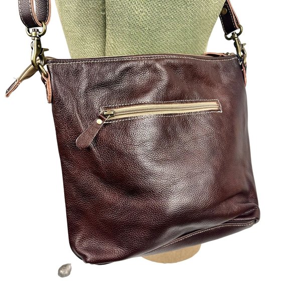 Myra Bag Crossbody Delphine Canvas Hairon Bag Embossed Western Boho Leather Med. - Picture 5 of 8